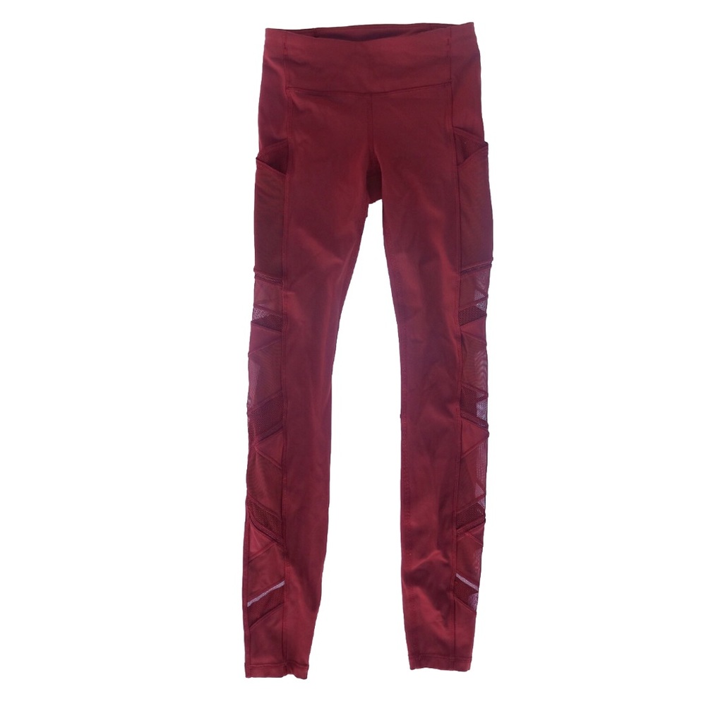 Lululemon Mesh Leggings Burgundy Size 2 Inseam 28”